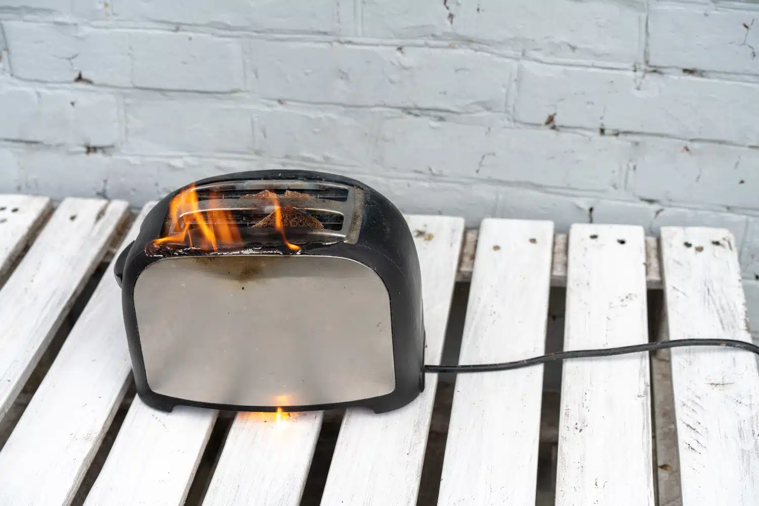 Un grille pain en feu