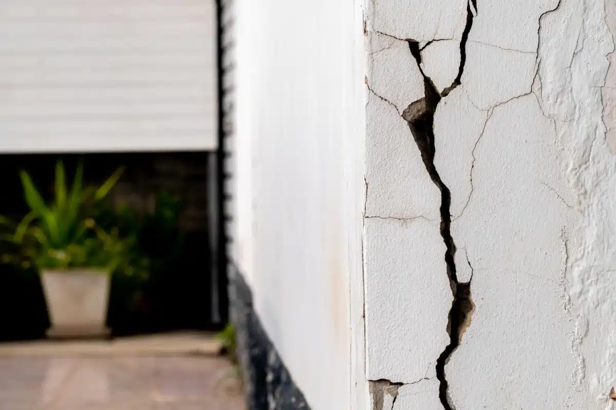 Une fissure importante sur le mur d'une maison