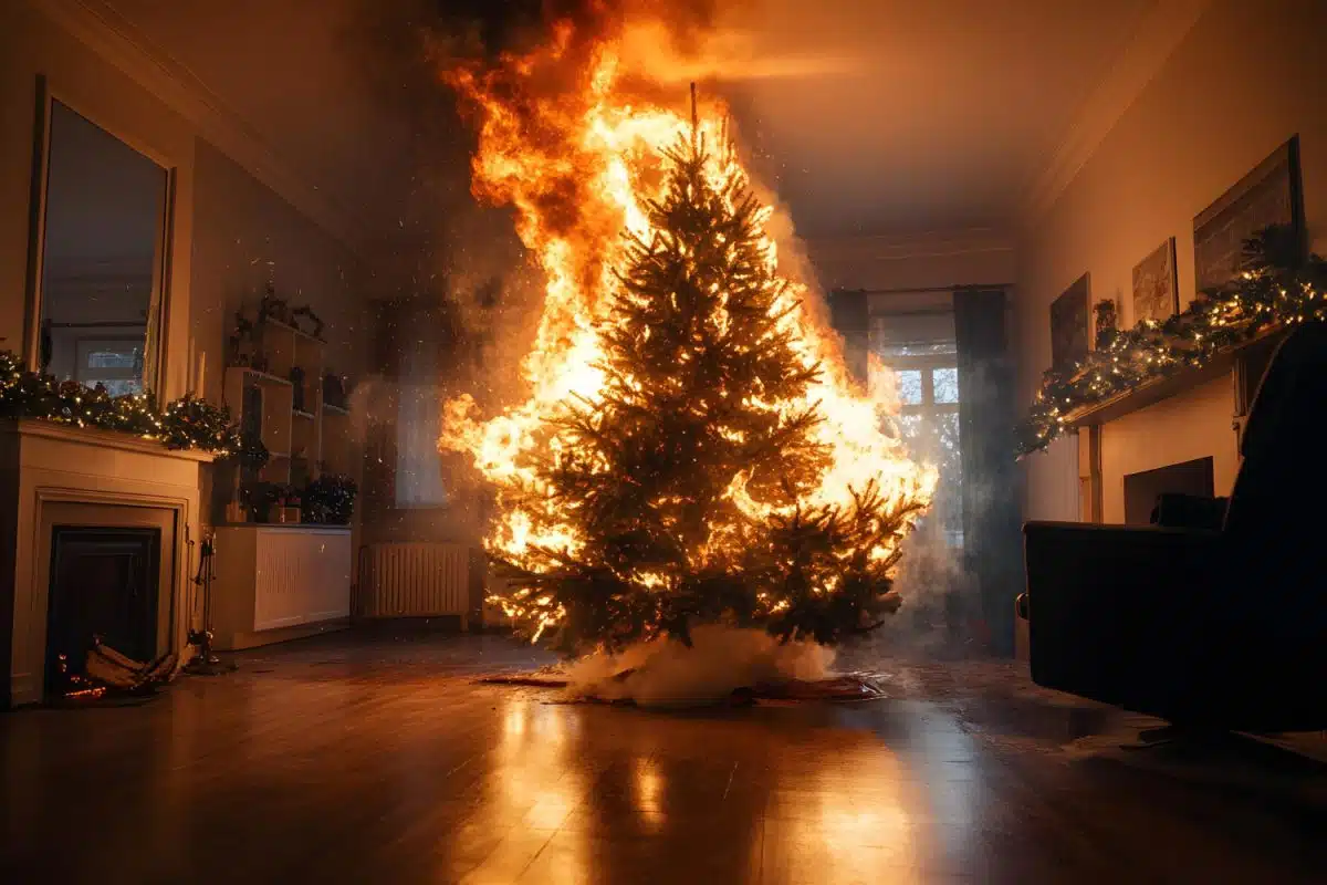 Sapin de Noel en feu